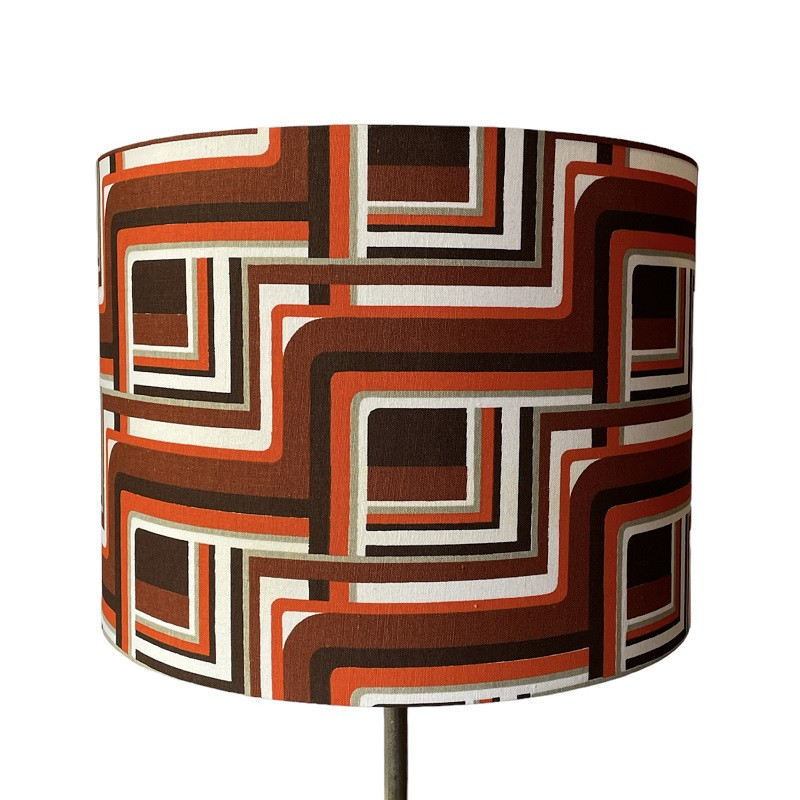 Lampshade Jenga brown H30 D40cm - vintage 70s fabric