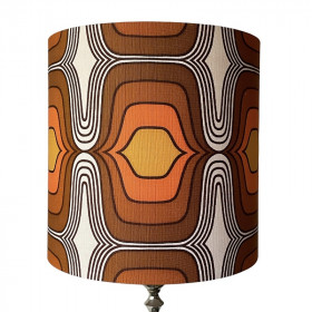 Abat-jour Electro orange H40 D40 - tissu vintage 70s