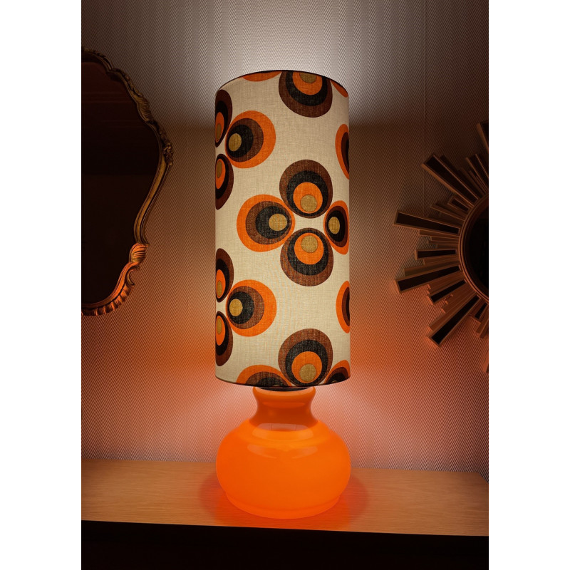 DeskLamp orange opalin glass Apollo T - vintage fabric