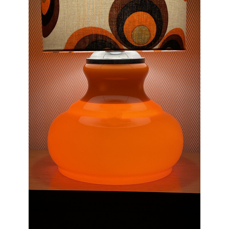 DeskLamp orange opalin glass Apollo T - vintage fabric