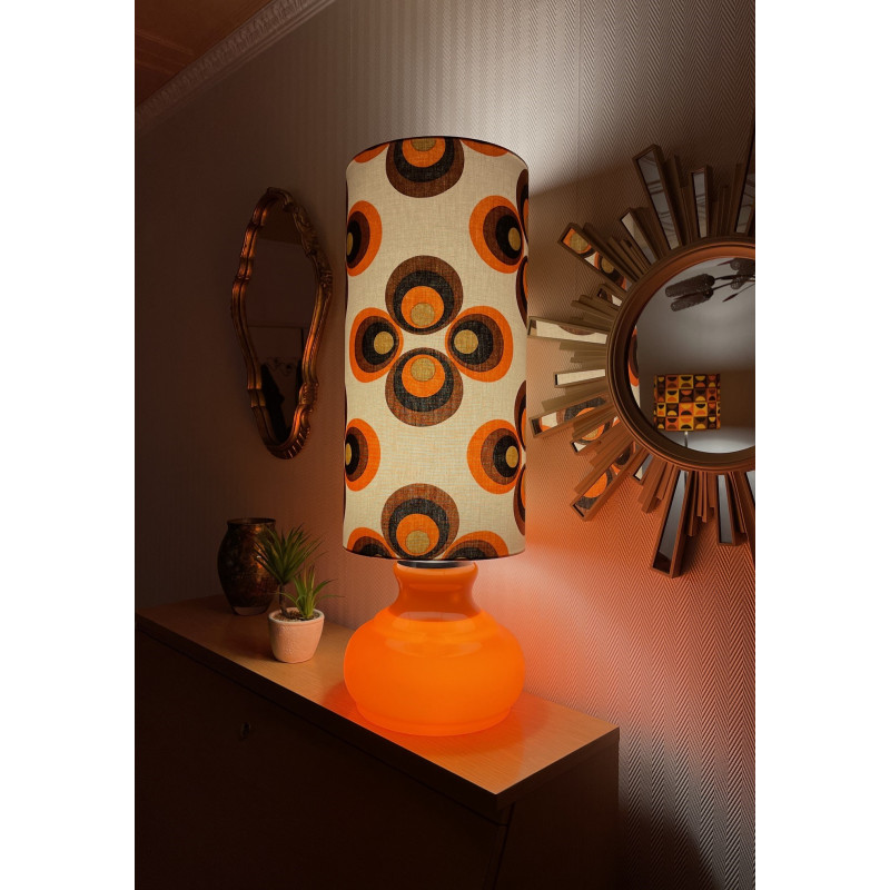 DeskLamp orange opalin glass Apollo T - vintage fabric