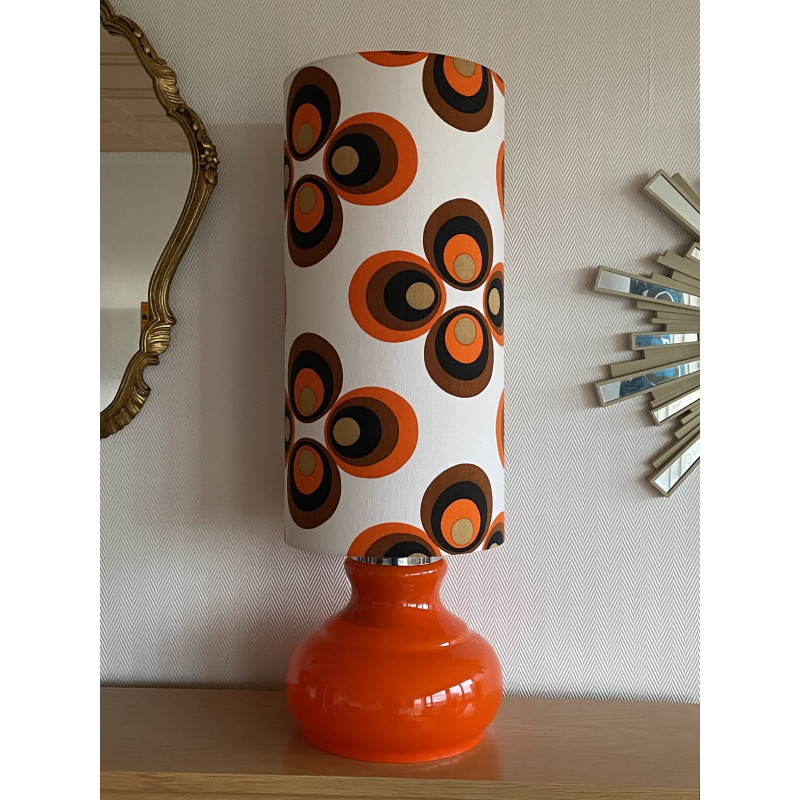 DeskLamp orange opalin glass Apollo T - vintage fabric