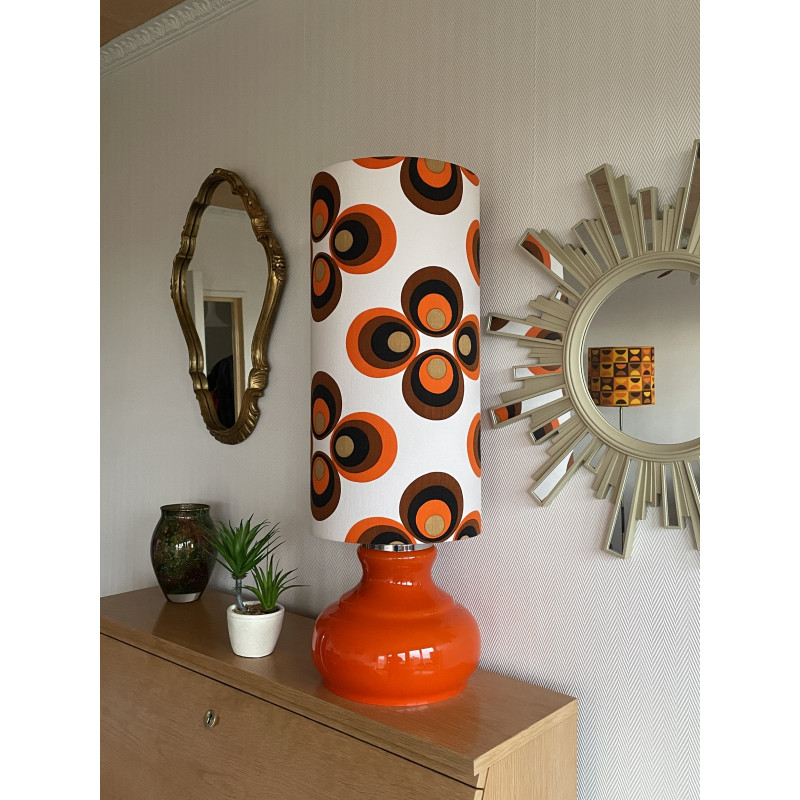 DeskLamp orange opalin glass Apollo T - vintage fabric