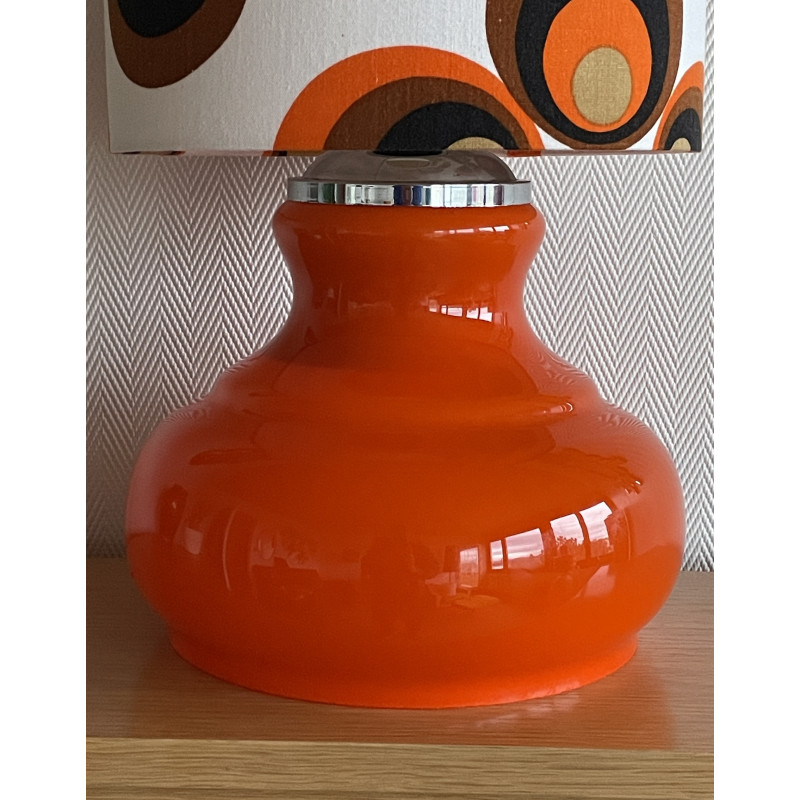 DeskLamp orange opalin glass Apollo T - vintage fabric