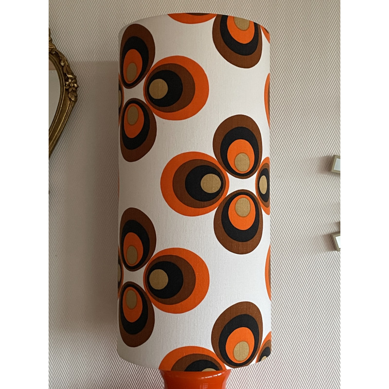 DeskLamp orange opalin glass Apollo T - vintage fabric