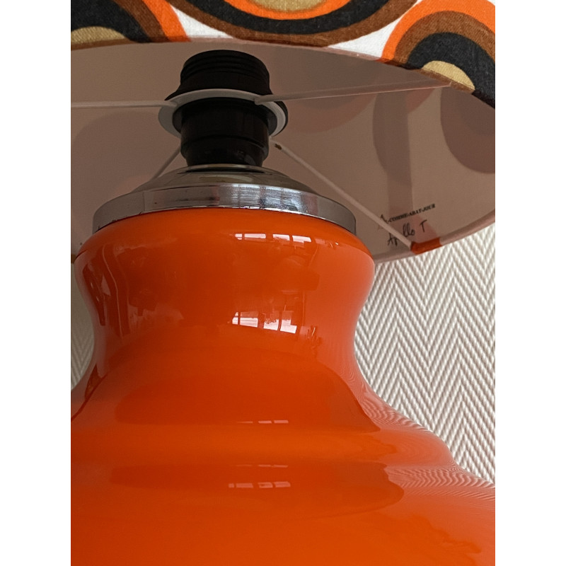 Lampe opaline orange Apollo T - tissu vintage