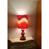Lampe de meuble Carnaval - céramique orange et tissu vintage 1970's