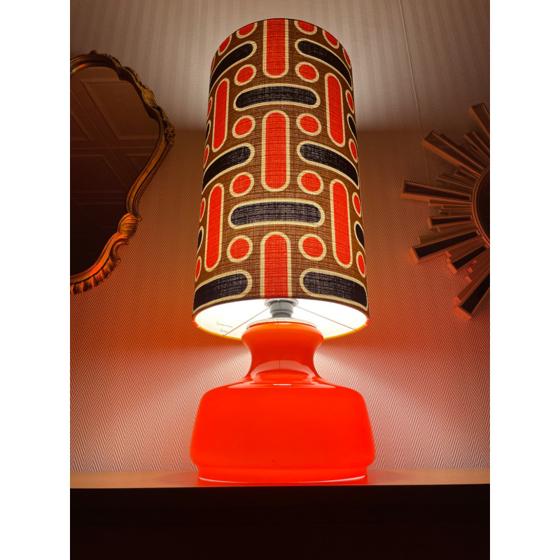 DeskLamp orange opalin glass Naxos - vintage fabric