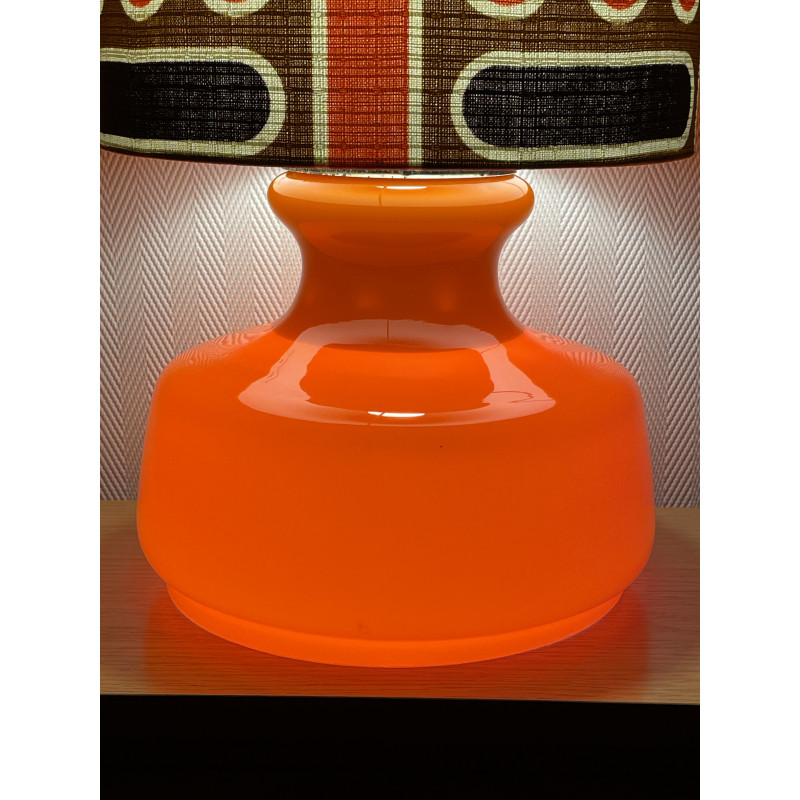 DeskLamp orange opalin glass Naxos - vintage fabric