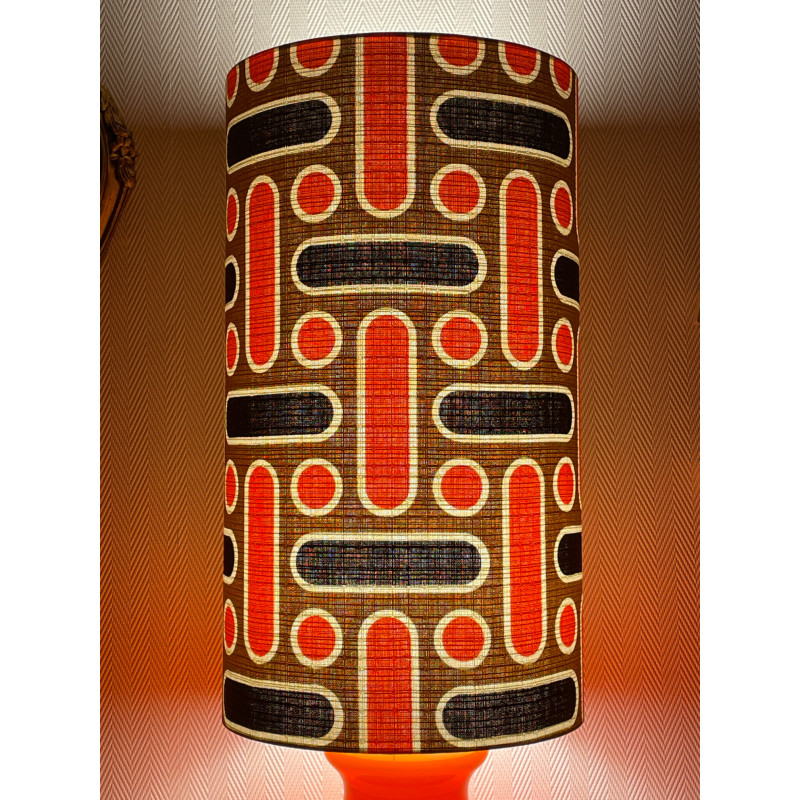 DeskLamp orange opalin glass Naxos - vintage fabric