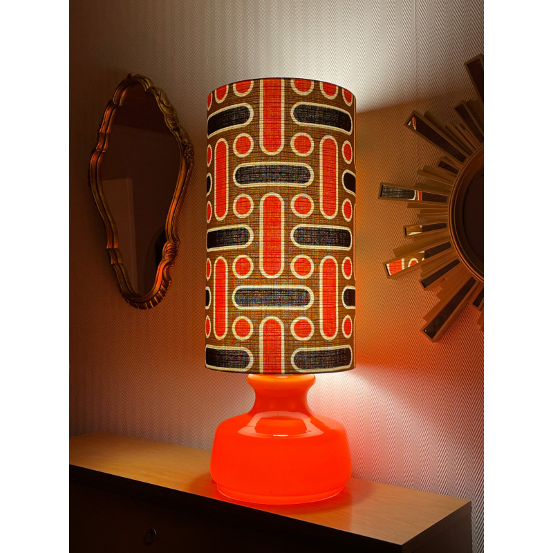 DeskLamp orange opalin glass Naxos - vintage fabric