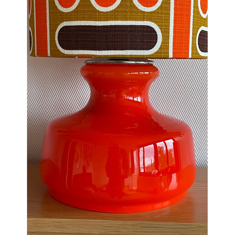 DeskLamp orange opalin glass Naxos - vintage fabric