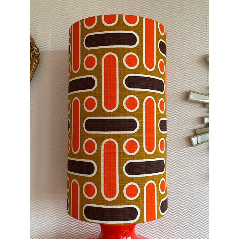 DeskLamp orange opalin glass Naxos - vintage fabric