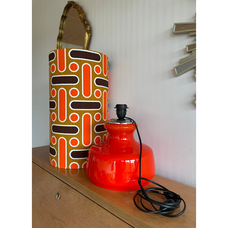 DeskLamp orange opalin glass Naxos - vintage fabric