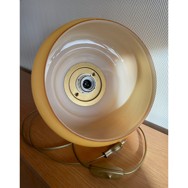 Lampe opaline beige Daisy - tissu vintage 1970