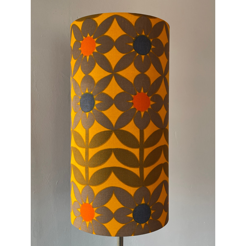 DeskLamp light brown opalin glass Daisy - vintage fabric