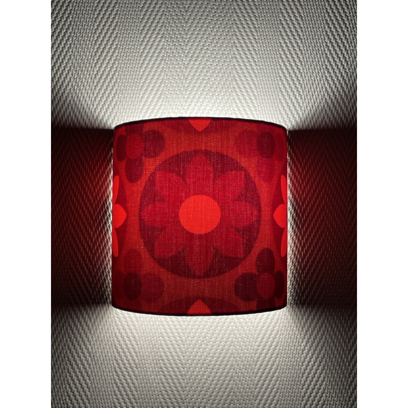 Applique murale abat-jour tissu Corolles rouge- demi rond