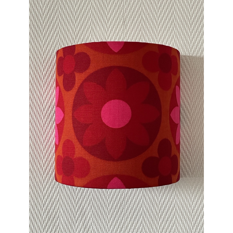 Applique murale abat-jour tissu Corolles rouge- demi rond