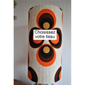 Abat-jour cylindrique H40 D20 tissu vintage