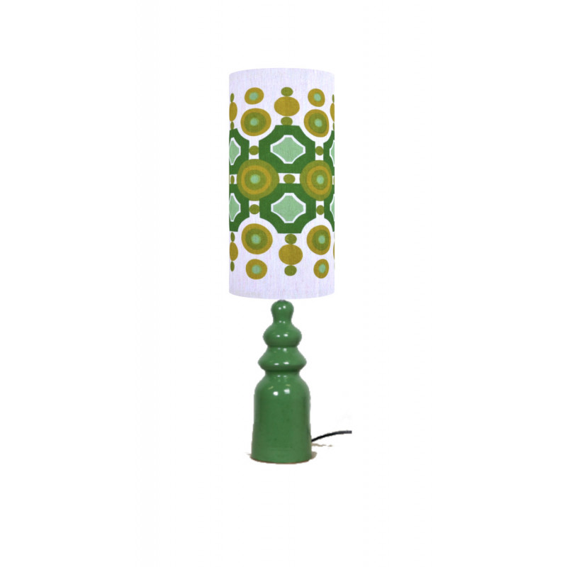 Lampshade Chemin vert H40 D20 mid-century fabric