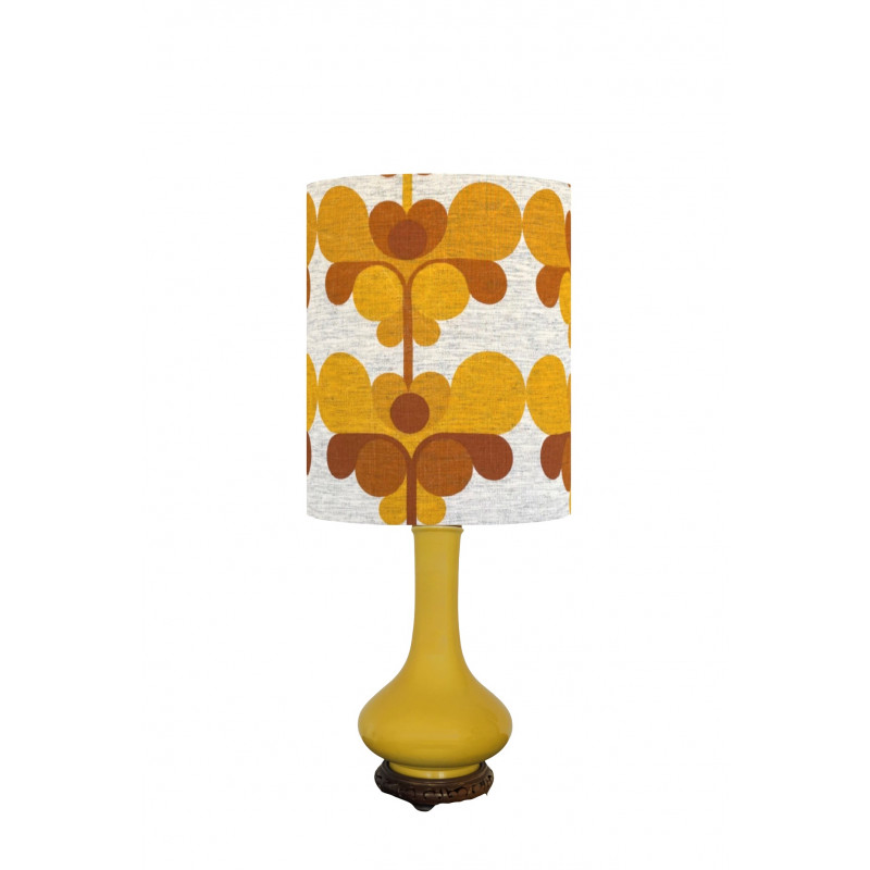 Lampshade Pascua yellow H45 D35 - vintage fabric