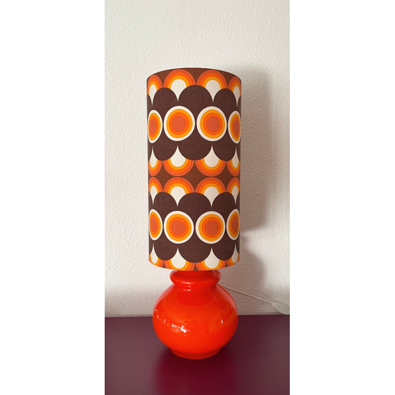 DeskLamp orange opalin glass Impact H58 D20 - vintage fabric