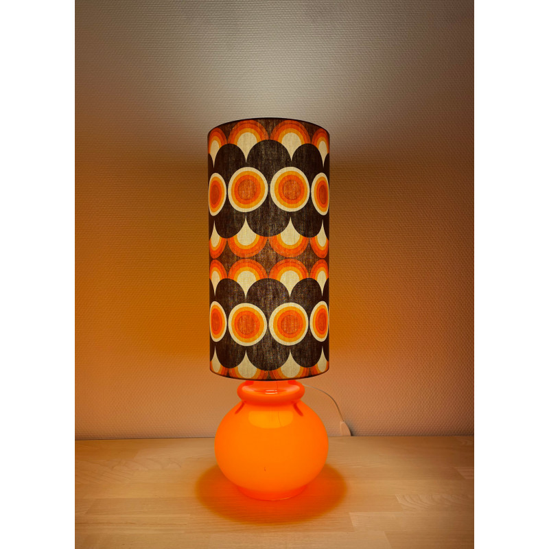 DeskLamp orange opalin glass Impact H58 D20 - vintage fabric