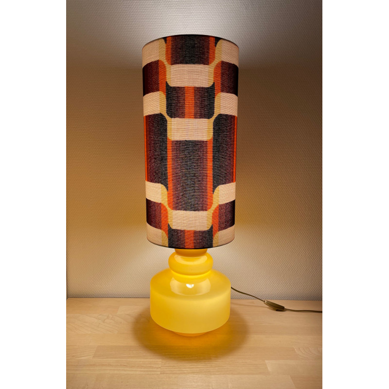 DeskLamp light brown opalin glass Equalizer H70 D23 - vintage fabric