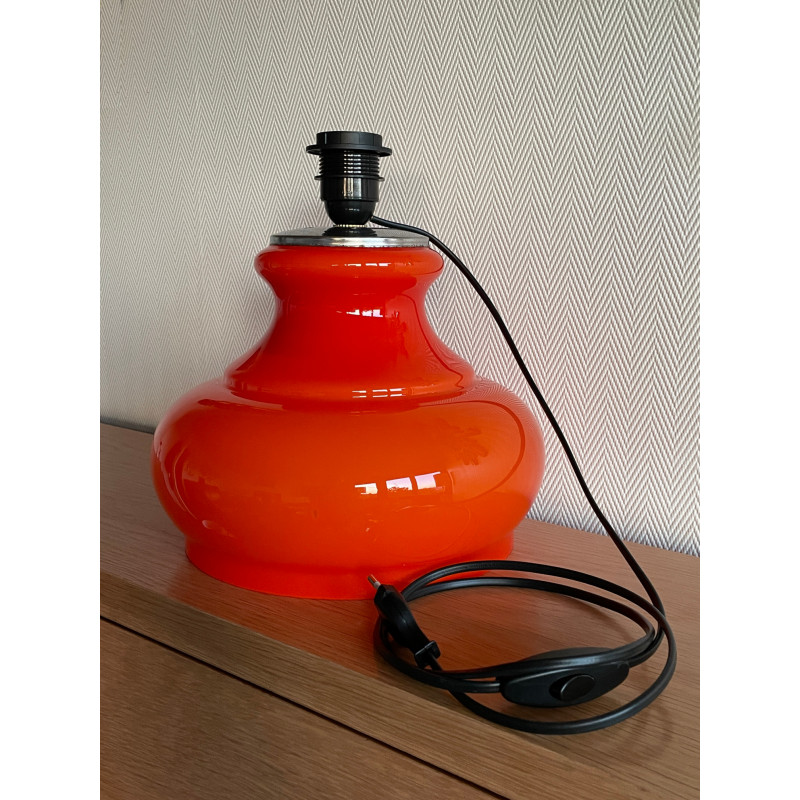 DeskLamp orange opalin glass Naxos - vintage fabric