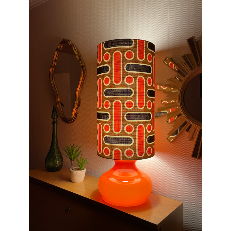 DeskLamp orange opalin glass Naxos - vintage fabric