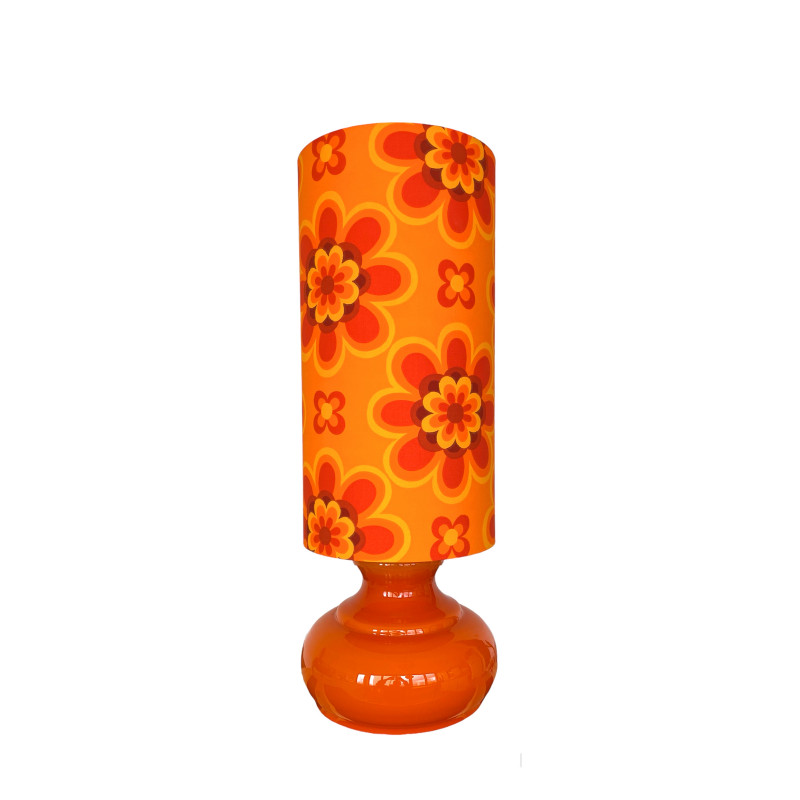 Lampe opaline orange Crush - tissu rétro