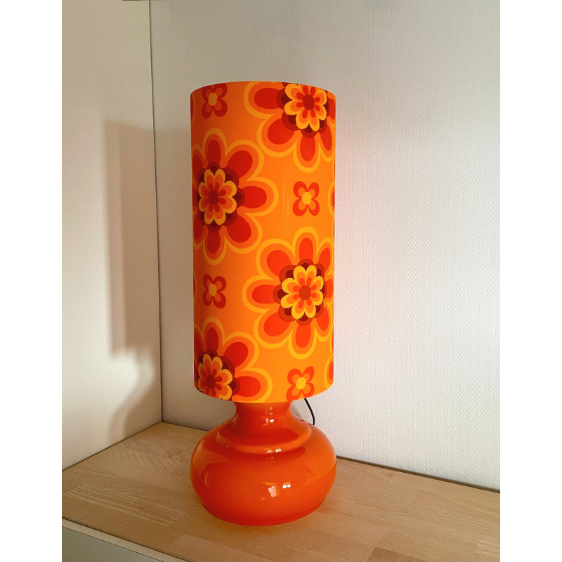 DeskLamp orange opalin glass Crush - mid-century fabric