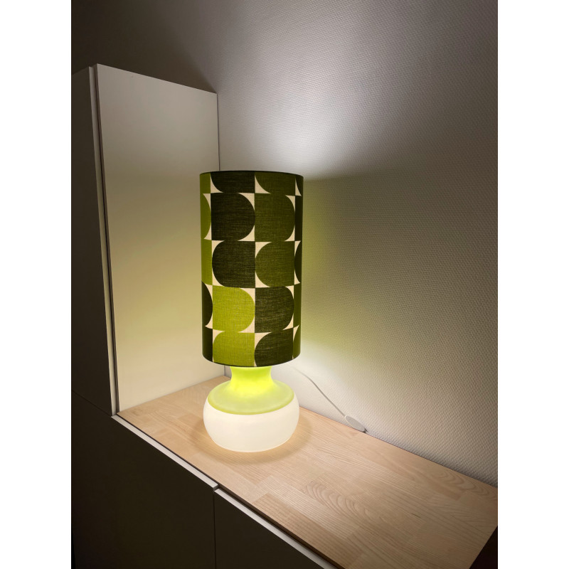 Lampe opaline bicolore vert/blanc Hosta - tissu rétro