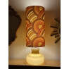 DeskLamp light brown opalin glass Anneau H80 D28 - vintage fabric