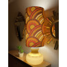 DeskLamp light brown opalin glass Anneau H80 D28 - vintage fabric