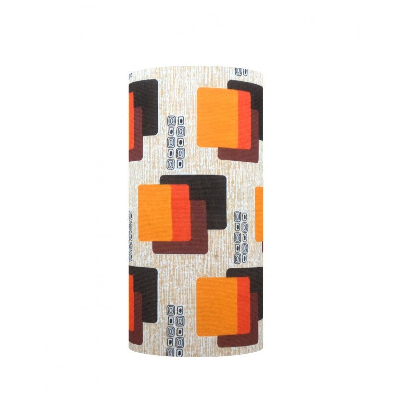 Lampshade Maori orange H40 D20 tissu vintage