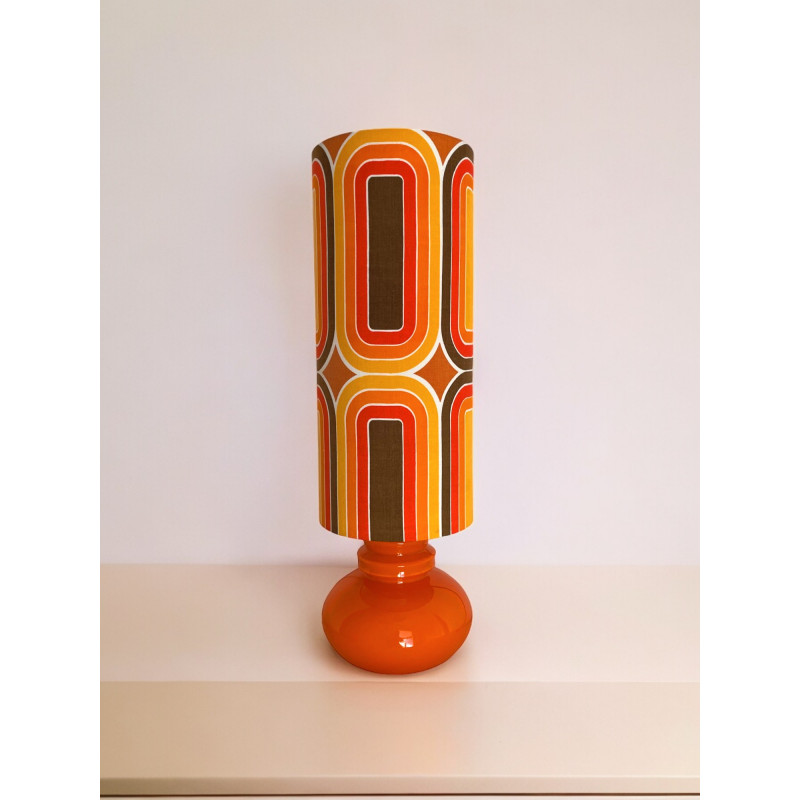 DeskLamp light orange opalin glass Mimo H70 D22cm - vintage fabric