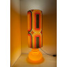 Lampe opaline orange Mimo H70 D22 - tissu vintage 1970