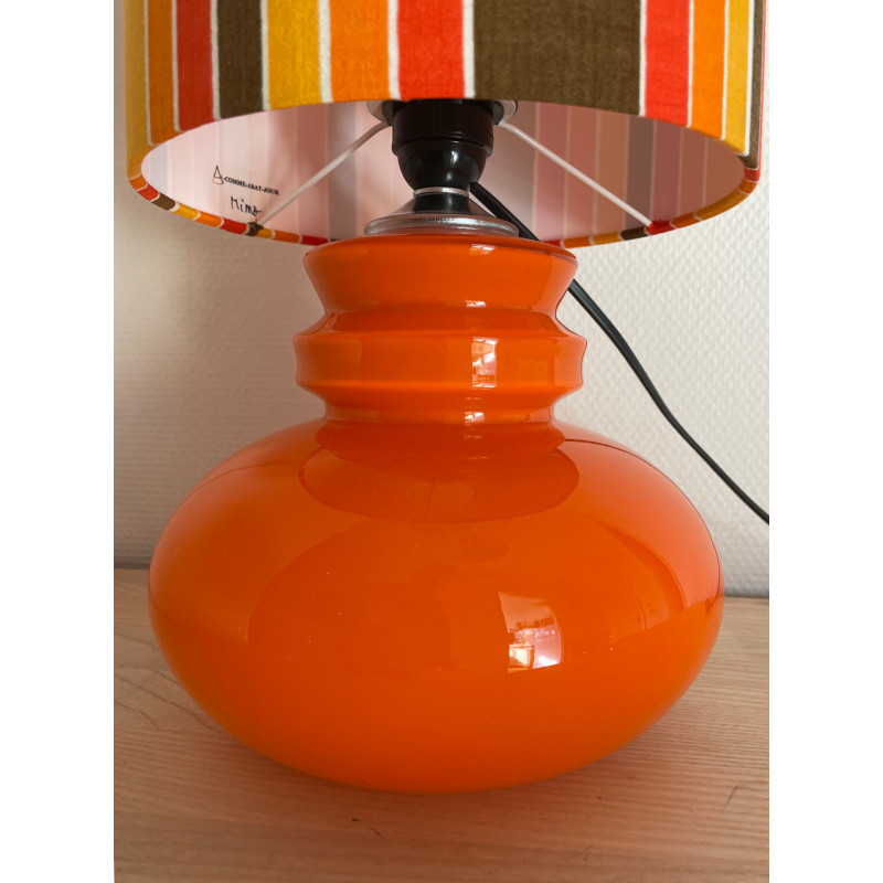 DeskLamp light orange opalin glass Mimo H70 D22cm - vintage fabric