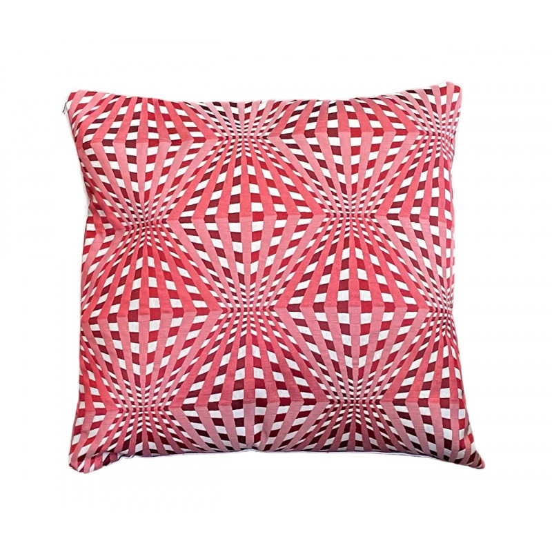 Coussin Vasa rouge & blanc 40x40cm - tissu style 70's