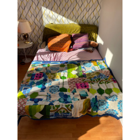 Couverture Plaid Patchwork bleu H190...