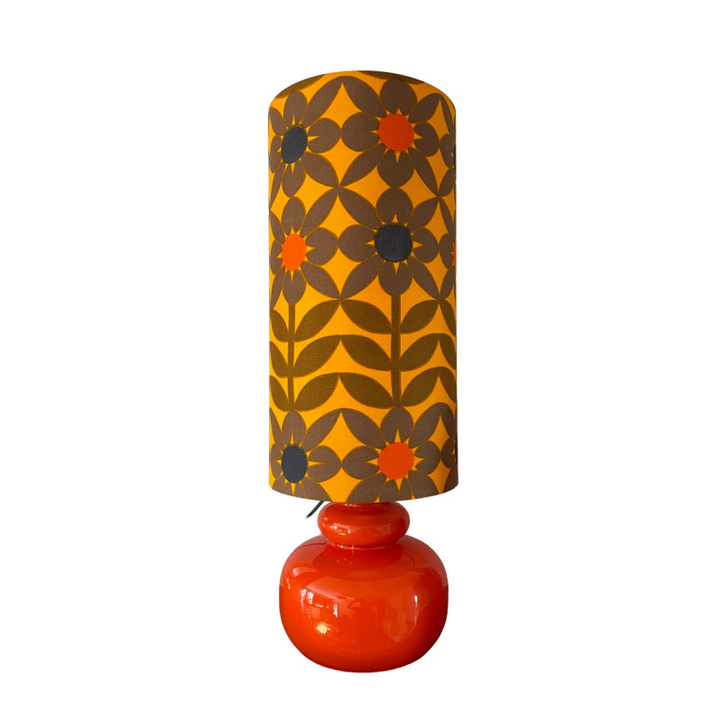 Lampe opaline orange Daisy - tissu vintage