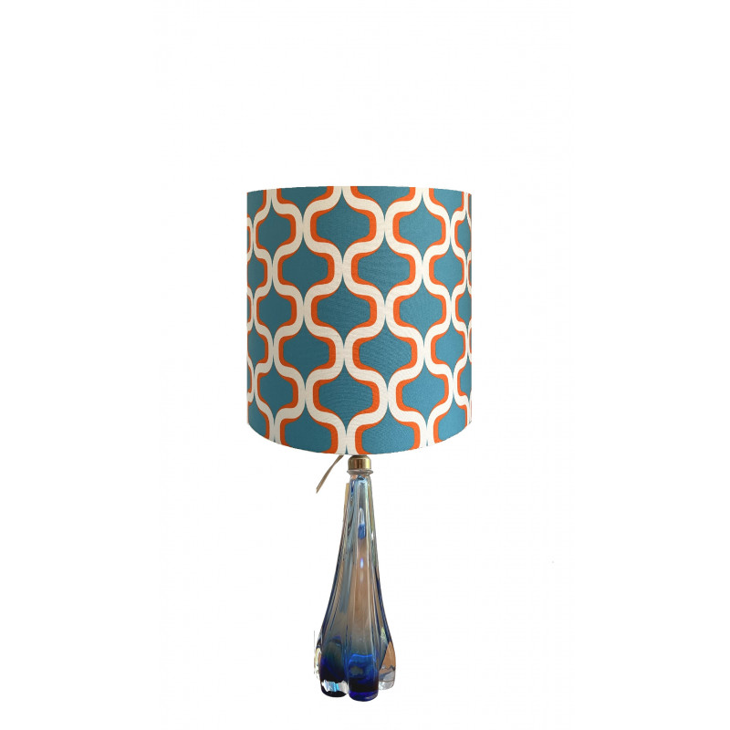 Lampshade Nova in blue H30 D25cm - 70s fabric