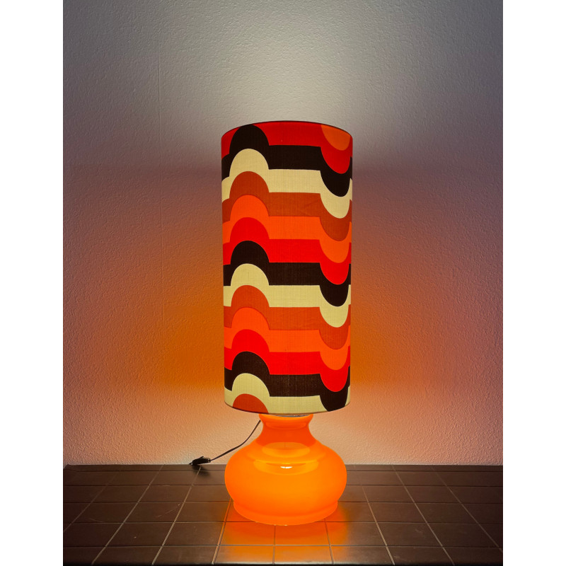 DeskLamp orange opalin glass Hoso - mid-century fabric