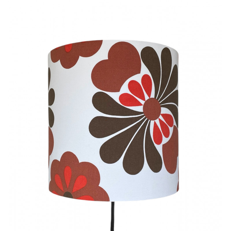 Lampshade Hibiscus H40 D40 - vintage fabric70s