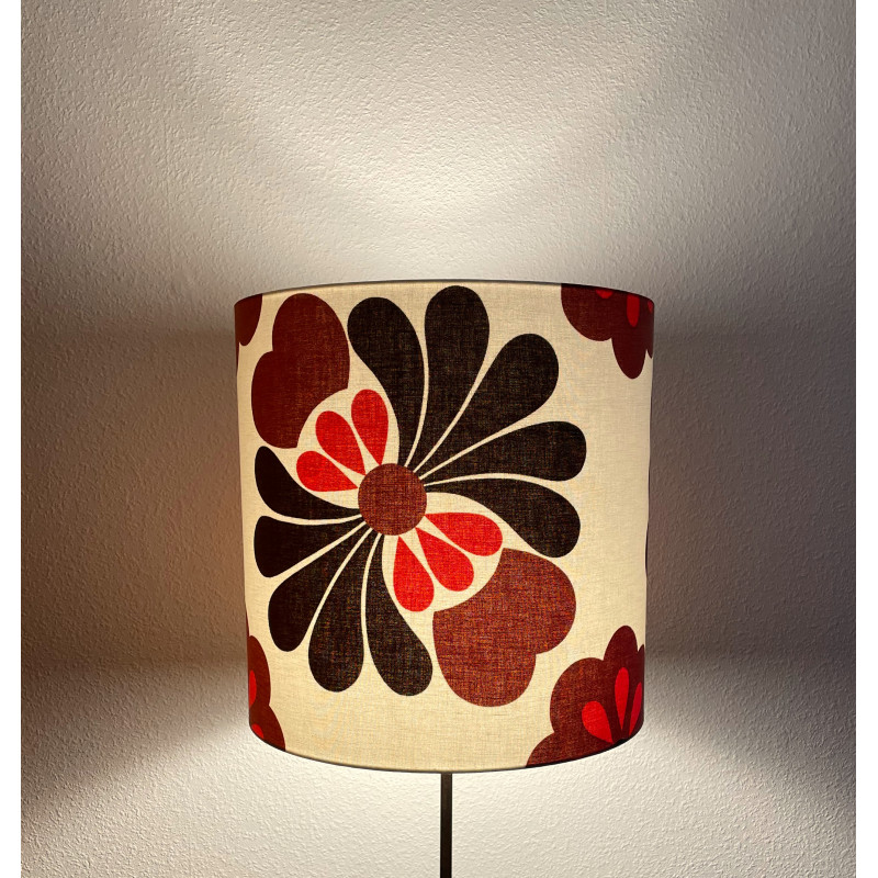 Lampshade Hibiscus H40 D40 - vintage fabric70s