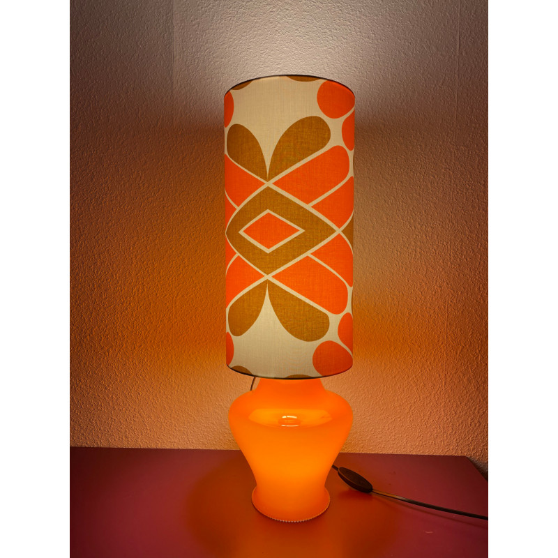 Lampe de meuble Amsterdam - opaline et tissu vintage 1970