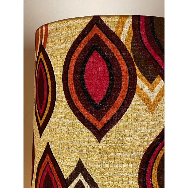 Abat-jour vintage La Baule H80 D30 D25 - Tissu années 70