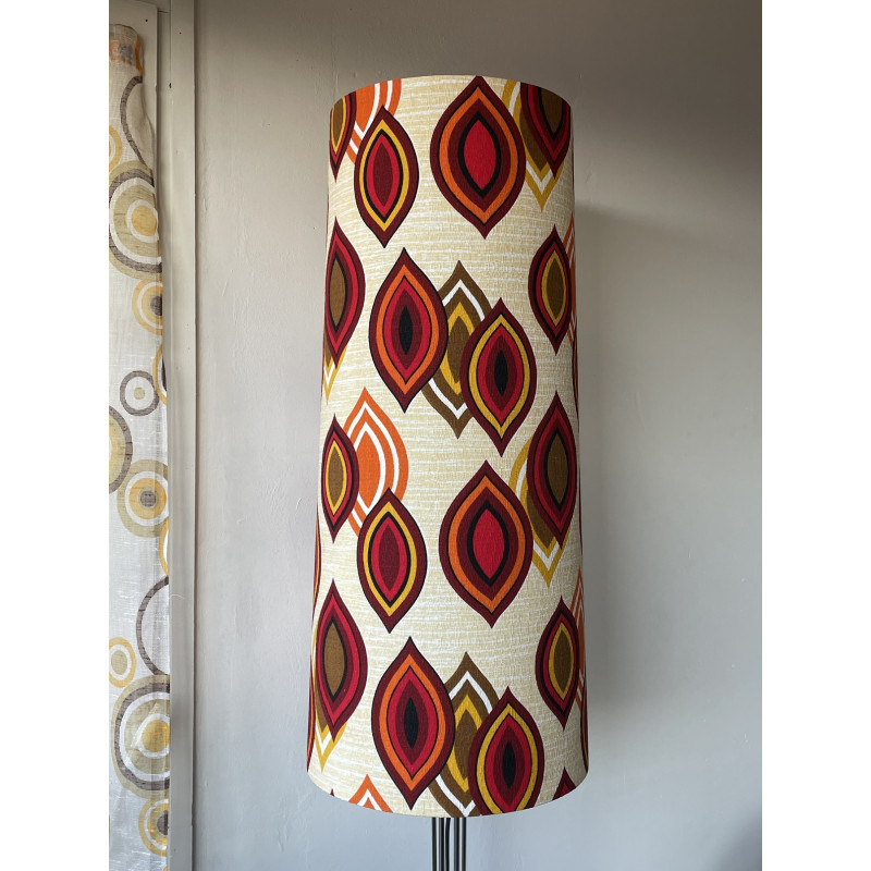 Abat-jour vintage La Baule H80 D30 D25 - Tissu années 70
