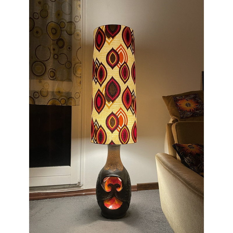 Abat-jour vintage La Baule H80 D30 D25 - Tissu années 70